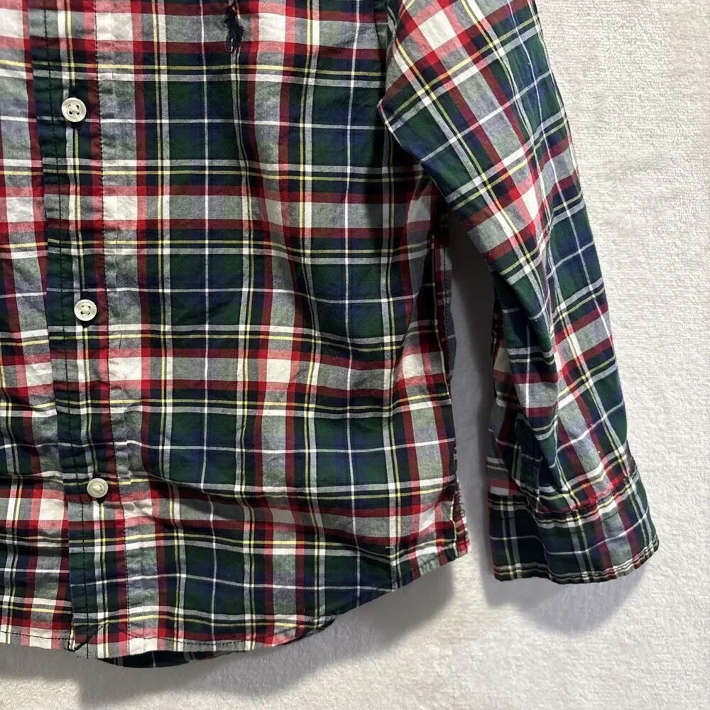 Polo Ralph Lauren Toddler Boy Plaid Button Down Natural Stretch Shirt 3/3T
